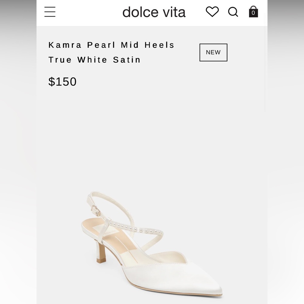 NWT never worn dolce vita kamra mid pearl heels true white satin